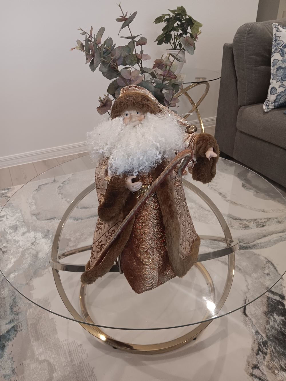 & Other Stories Brown and Gold Santa Figurine Holiday Decor